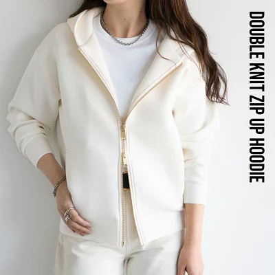 フーディー レディース ジップアップ 洗える ダンボールニット パーカー