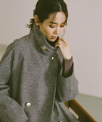 軽やかストレッチ襟2WAYミドルコート/499658