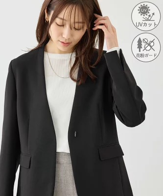 360°ウルトラストレッチ ノーカラージャケット/UVカット・花粉ガード・入卒式・セットアップ対応