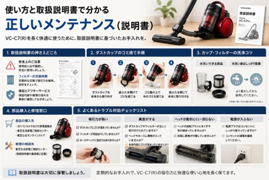 東芝 サイクロン式クリーナー グランレッド VC-C7(R)